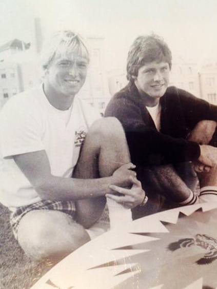 Cheyne and Stephen Horan at Bondi in 1981.