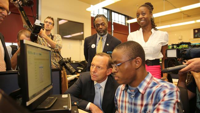 Prime Minister Tony Abbott visits P-Tech High School in Brooklyn, New York City during his visit to the United States. Pic: Josh Wilson / Office of The Prime Minister