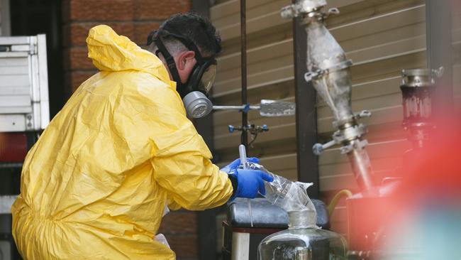 Police uncovered a large clandestine laboratory manufacturing illicit drugs. Picture: Tim Pascoe