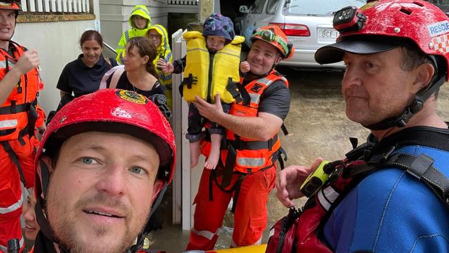 Emergency personnel help evacuate a childcare centre at North Manly after Tuesday’ thunderstorm on Wednesday, March 8, 2022. Picture: SES