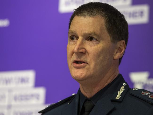 MELBOURNE, AUSTRALIA - NewsWire Photos JULY 8th 2020: Victorian Police Chief Commissioner Shane Patton with Victorian Premier Daniel Andrews Press conference at Parliament Theatre.Picture by NCA NewsWire / Wayne Taylor