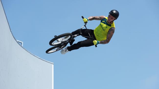 Logan Martin created history by winning the first ever men’s freestyle BMX gold medal. (Photo by Jamie Squire/Getty Images)