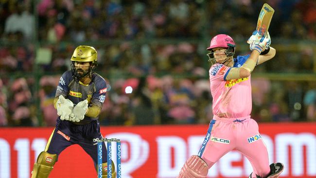 Steve Smith in action for Rajasthan Royals. Picture: SAJJAD HUSSAIN / AFP