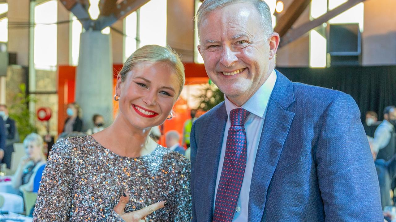 ALP leader Anthony Albanese shared this photo of himself with 2021 Australian of the Year Grace Tame soon after her frosty encounter with current PM Scott Morrison went viral. Picture: Facebook/Anthony Albanese