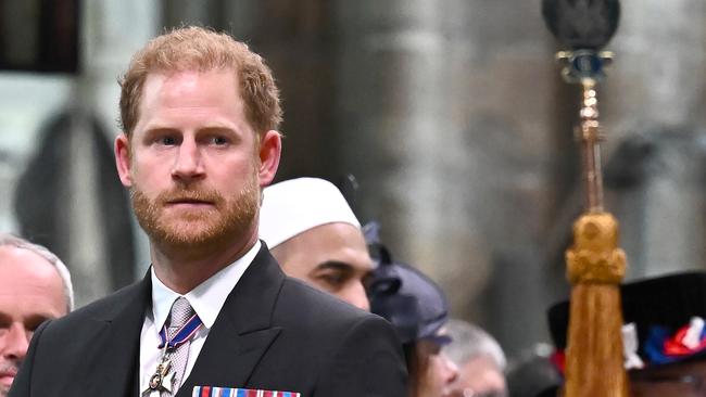 LONDON, ENGLAND - MAY 06: Prince Harry, Duke of Sussex attends the Coronation of King Charles III and Queen Camilla on May 6, 2023 in London, England. The Coronation of Charles III and his wife, Camilla, as King and Queen of the United Kingdom of Great Britain and Northern Ireland, and the other Commonwealth realms takes place at Westminster Abbey today. Charles acceded to the throne on 8 September 2022, upon the death of his mother, Elizabeth II. (Photo by Ben Stansall  - WPA Pool/Getty Images)