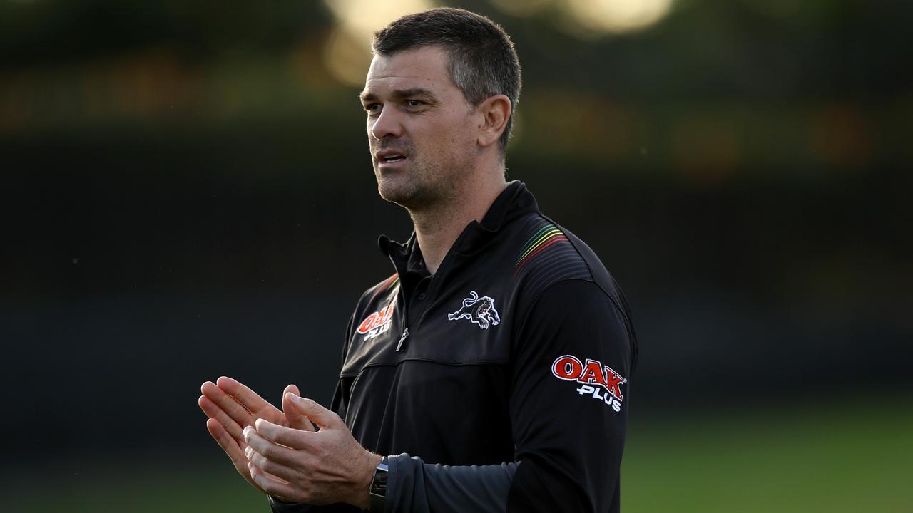 Panthers assistant coach Cameron Ciraldo was the driving force behind Penrith’s outstanding defence in 2021. Picture: Mark Kolbe/Getty Images