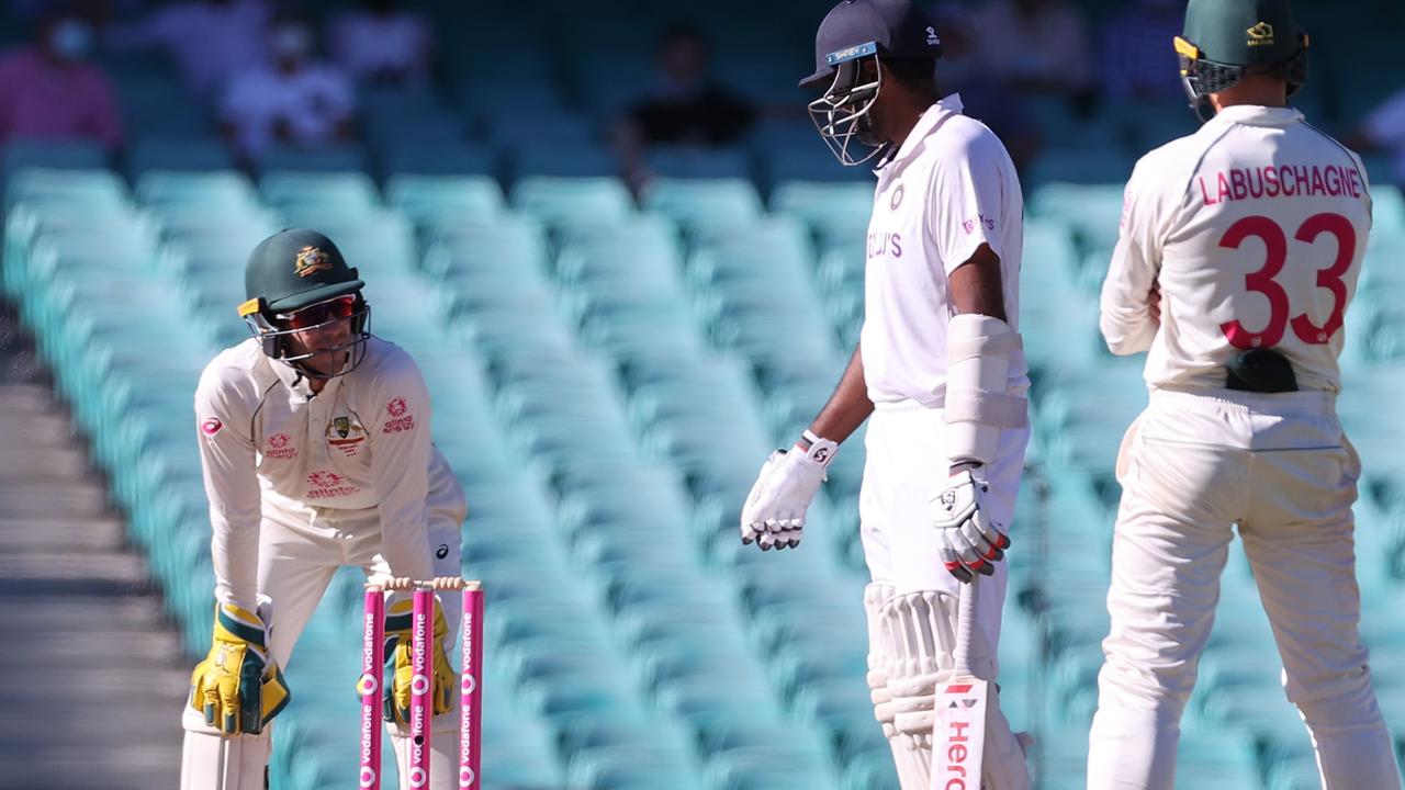 Tim Paine exchanges words with Ravi Ashwin at the SCG Picture: AFP