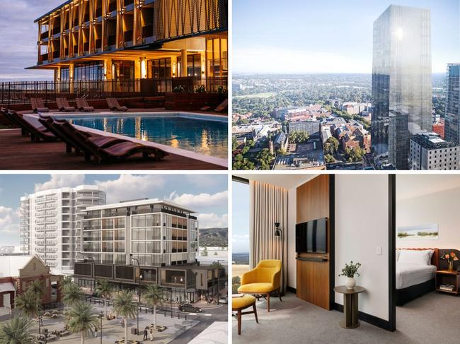 Four of the hotels opening in South Australia in 2025 and beyond. Pictures: Supplied