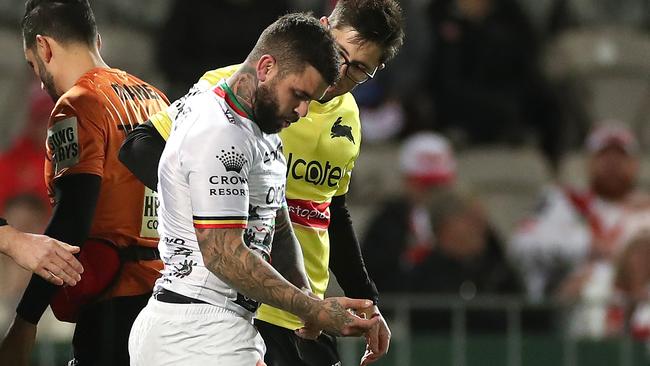 Adam Reynolds is in doubt for the Rabbitohs’ clash with the Broncos. Picture: Cameron Spencer/Getty Images