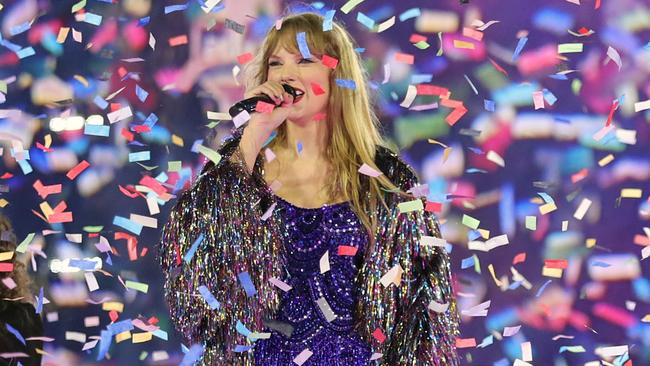 HOUSTON, TEXAS - APRIL 21: FOR EDITORIAL USE ONLY. Taylor Swift performs onstage during the Taylor Swift | The Eras Tour at NRG Stadium on April 21, 2023 in Houston, Texas. (Photo by Bob Levey/TAS23/Getty Images for TAS Rights Management)