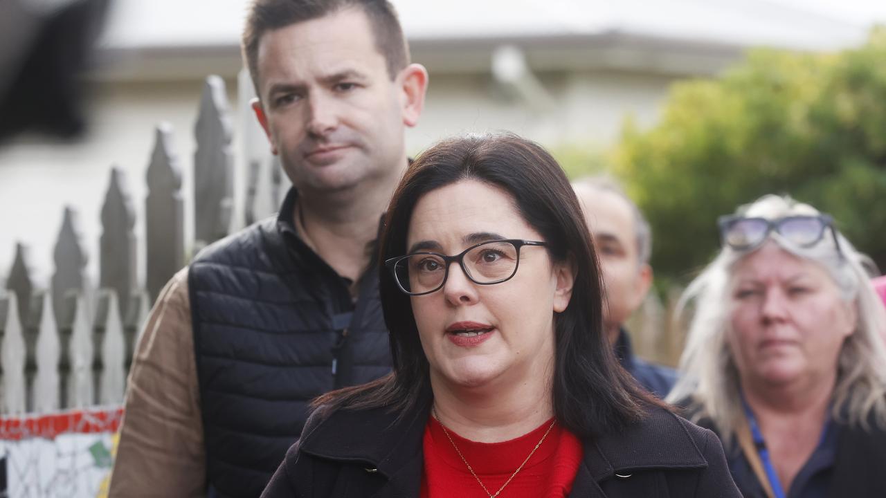 Ella Haddad Labor member for Clark. Labor leader Dean Winter in Glenorchy in relation to keeping Tasmania's assets in public hands. Picture: Nikki Davis-Jones