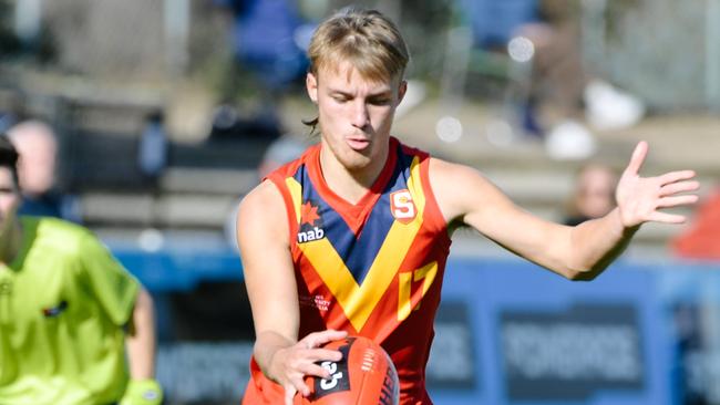 Woodville-West Torrens forward Josh Morris in action for South Australia against Vic Metro. SA against Vic Metro. Picture: Morgan Sette/AAP