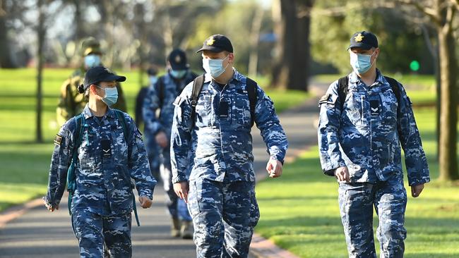 Defence Force personnel in Melbourne. Picture: Quinn Rooney (Getty Images)