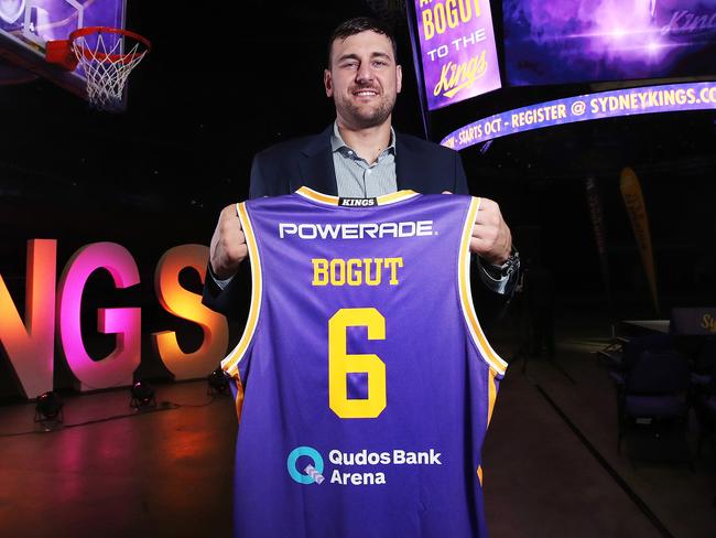Andrew Bogut after signing a two year deal to play with the Sydney Kings in 2018. Picture. Phil Hillyard