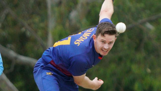 Premier Cricket: Kingston Hawthorn v Frankston Peninsula. Frankston Peninsula bowler Brodie Symons. Picture: Valeriu Campan