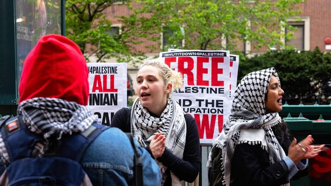 Pro-Palestinian protesters outside of Columbia University. Picture: Getty Images/AFP