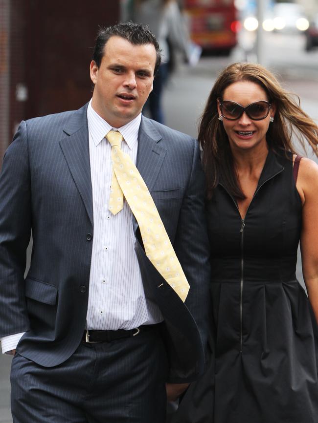 Scott Miller and girlfriend Michelle Callaghan outside Downing Centre Court in 2014.