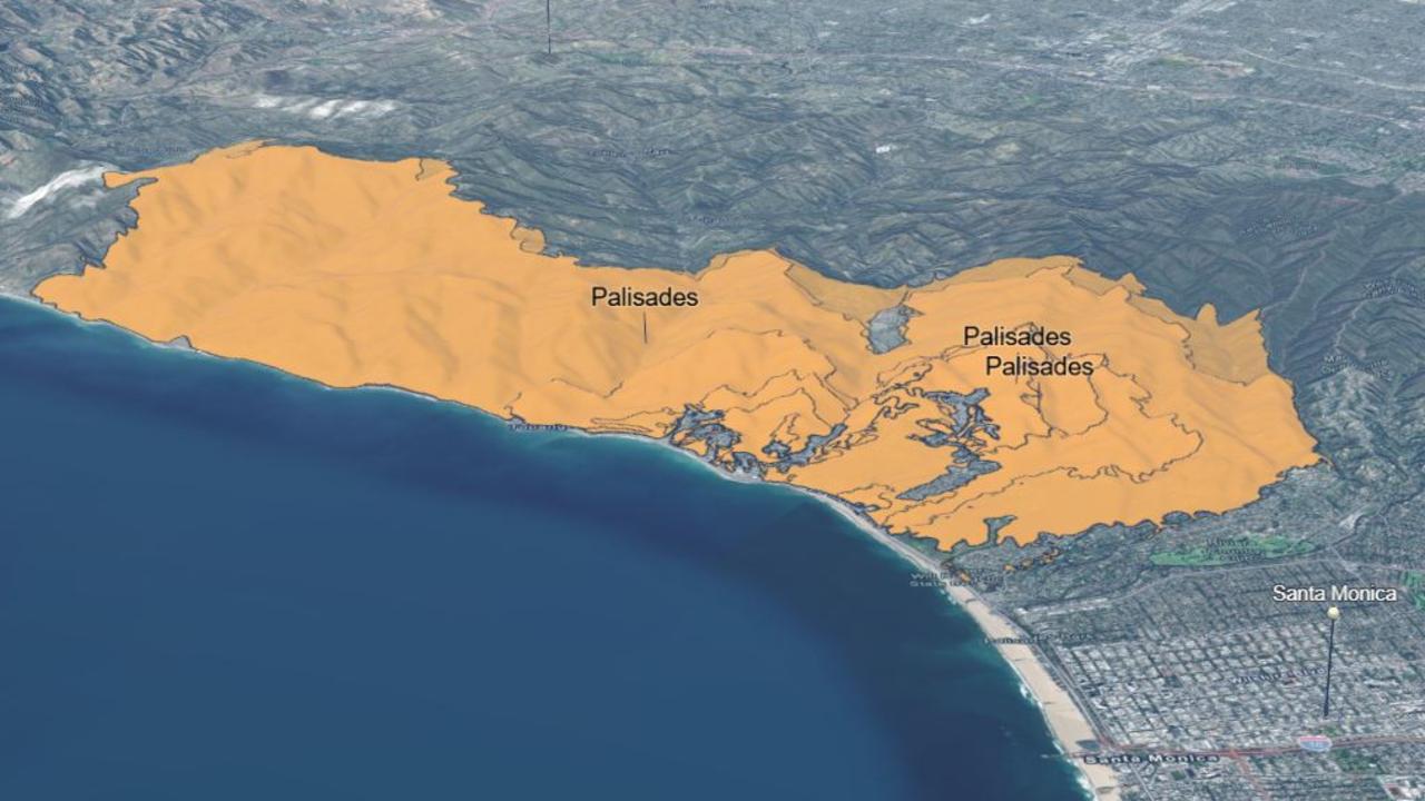 Map of the Palisades fire. Picture: California Department of Forestry and Fire Protection