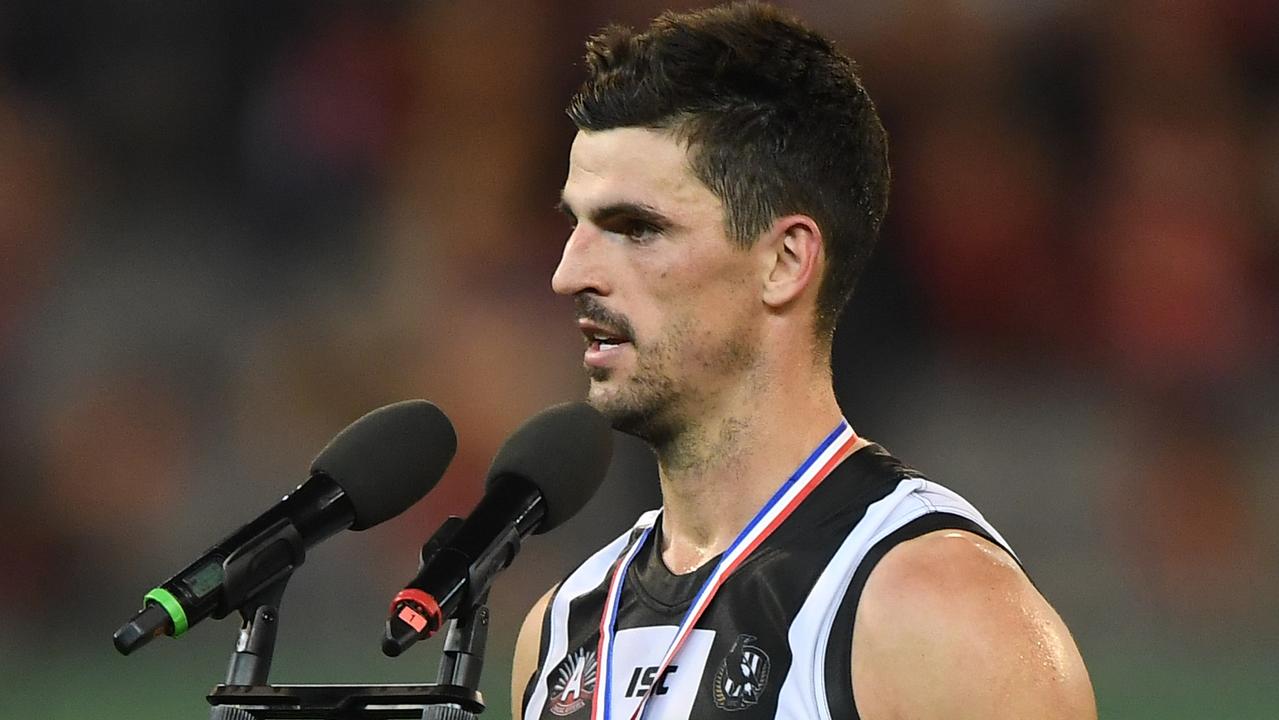 Scott Pendlebury after winning the Anzac Day Medal. Picture: AAP Images