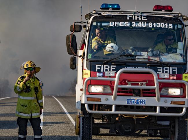 Firefighters at work battling the bushfires at Yanchep, Western Australia, 14-12-2019. Picture: Supplied by DFES - Department of Fire and Emergency Services Incident Photographer Evan Collis