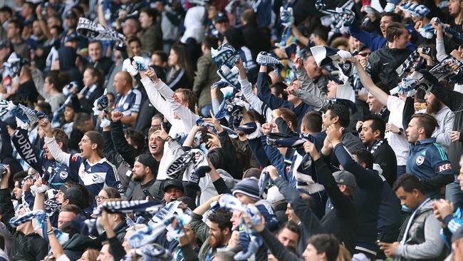 Melbourne Victory fans. Picture: Wayne Ludbey