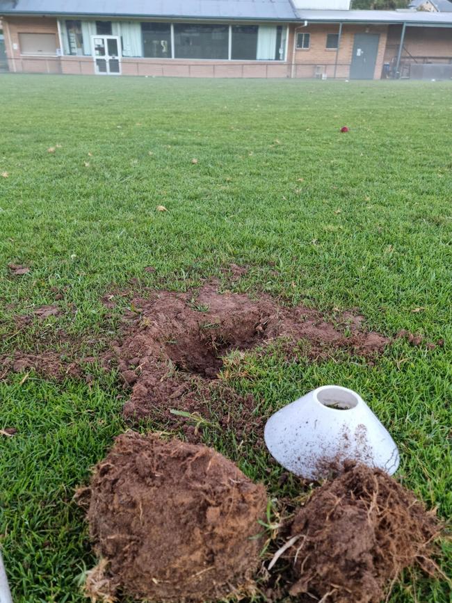 Holes on one of the Hills ovals. Picture: Marc Richards