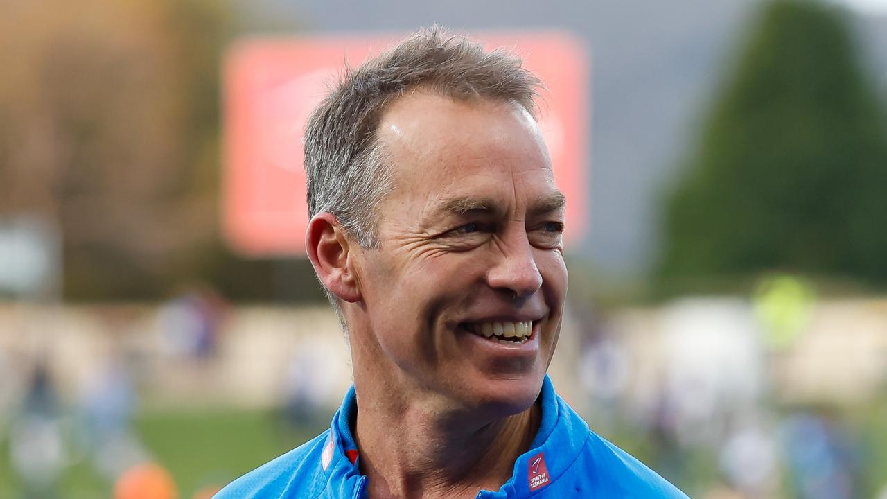 HOBART, AUSTRALIA – AUGUST 26: Alastair Clarkson, Senior Coach of the Kangaroos is seen during the 2023 AFL Round 24 match between the North Melbourne Kangaroos and the Gold Coast SUNS at Blundstone Arena on August 26, 2023 in Hobart, Australia. (Photo by Dylan Burns/AFL Photos via Getty Images)