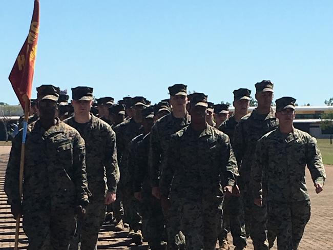 2019 US Marine Rotational Force Darwin members welcome parade at Robertson Barracks. Picture: GARY SHIPWAY