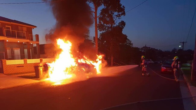 A car has been set alight in Merrylands at 6am Tuesday.