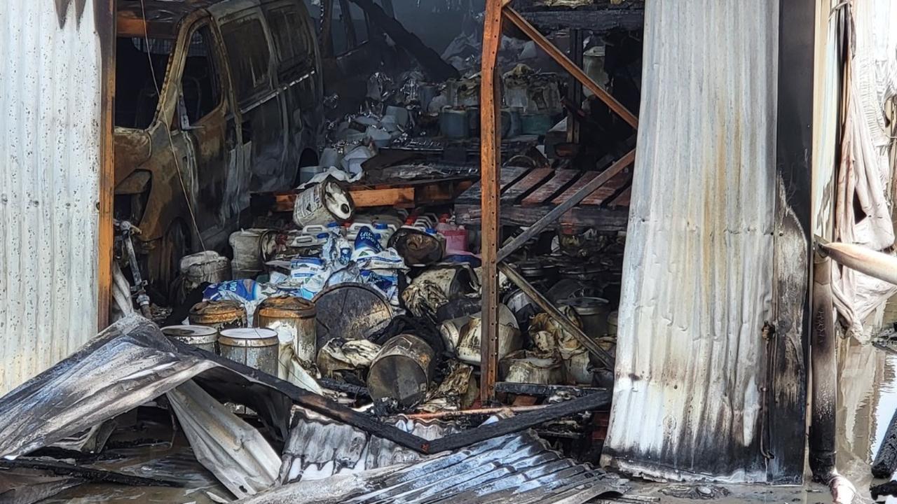 Aftermath of the chemical fire at Sunchem Quality Cleaning Products in Gympie. Picture: Barb Bailey-Dahlheimer.