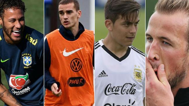 Neymar, Antoine Griezmann, Paulo Dybala and Harry Kane.