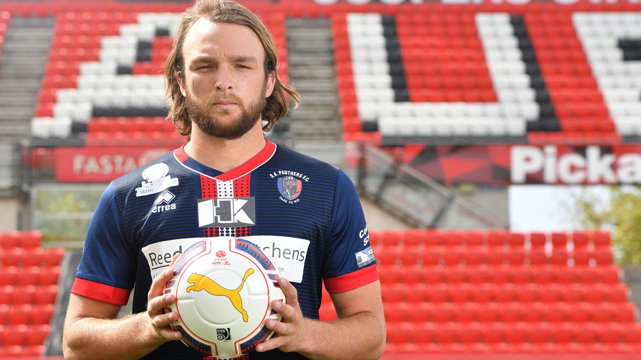 National Premier Leagues SA soccer players pose -South Adelaide - Sam Carmichael for a photograph at Hindmarsh Stadium,  Adelaide parklands on Wednesday the 31st of January 2018. (AAP/ Keryn Stevens)