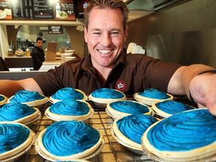  Former East's and South's Rugby league captain Sean Garlick selling blue pies for State of Origin at his bakery in Mascot, S...