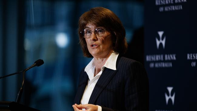 Michele Bullock during a press conference following the RBA announcement to cut the interest rate by 0.25 percentage points on Tuesday. Picture: NewsWire / Nikki Short