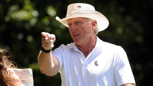 AUGUSTA, GEORGIA - APRIL 12:  Greg Norman of Australia, CEO and Commissioner of the LIV Golf Tour, walks down the fourth hole during the second round of the 2024 Masters Tournament at Augusta National Golf Club on April 12, 2024 in Augusta, Georgia. (Photo by Jamie Squire/Getty Images) (Photo by Jamie Squire/Getty Images)