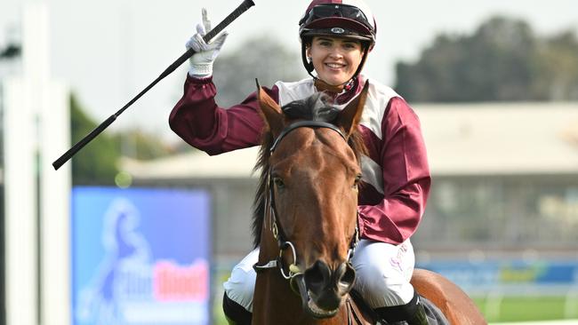 Jaylah Kennedy returns to scale after winning aboard Ashford Street. Picture: Vince Caligiuri/Getty Images