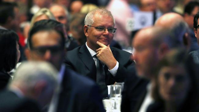 Scott Morrison addresses the Victorian Chamber of Commerce and Industry. Picture: NCA NewsWire / David Crosling