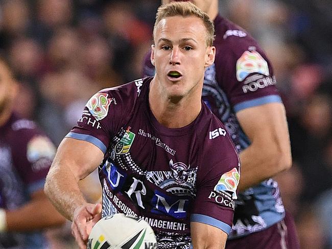 Daly Cherry-Evans of the Sea Eagles during the Round 10 NRL match between the Manly-Warringah Sea Eagles and the Brisbane Broncos at Suncorp Stadium in Brisbane, Saturday, May 12, 2018. (AAP Image/Dave Hunt) NO ARCHIVING, EDITORIAL USE ONLY