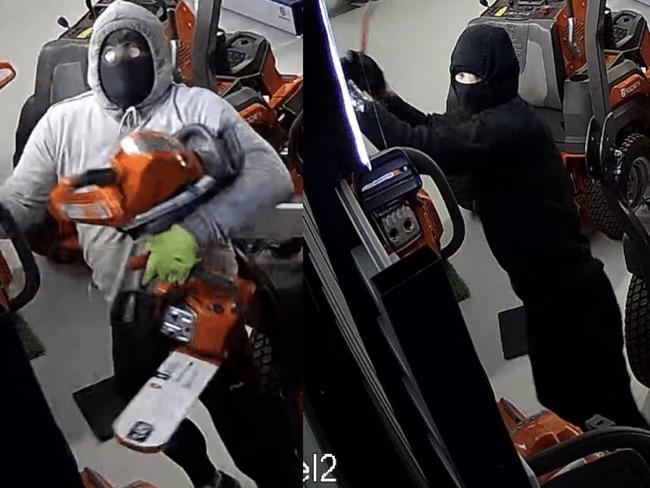 The two men stole over $20k worth of chainsaws at about 4am on January 19. Picture: Supplied