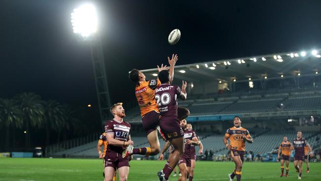 Xavier Coates, rising high for the ball against Manly, is a special talent. Picture: Getty