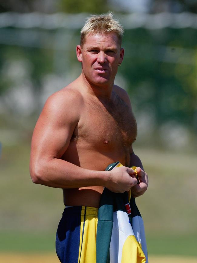 Shane Warne prepares for a team training session in Brisbane in 2002.