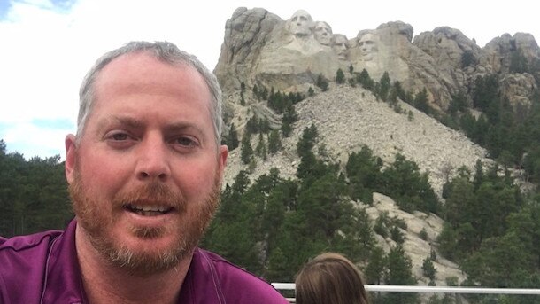 Brad Gaddes at Mount Rushmore. Picture: SUPPLIED