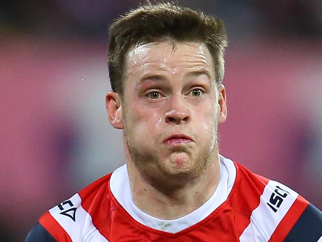 SYDNEY, AUSTRALIA - SEPTEMBER 28: Luke Keary of the Roosters runs the ball during the NRL Preliminary Final match between the Sydney Roosters and the Melbourne Storm at the Sydney Cricket Ground on September 28, 2019 in Sydney, Australia. (Photo by Jason McCawley/Getty Images)