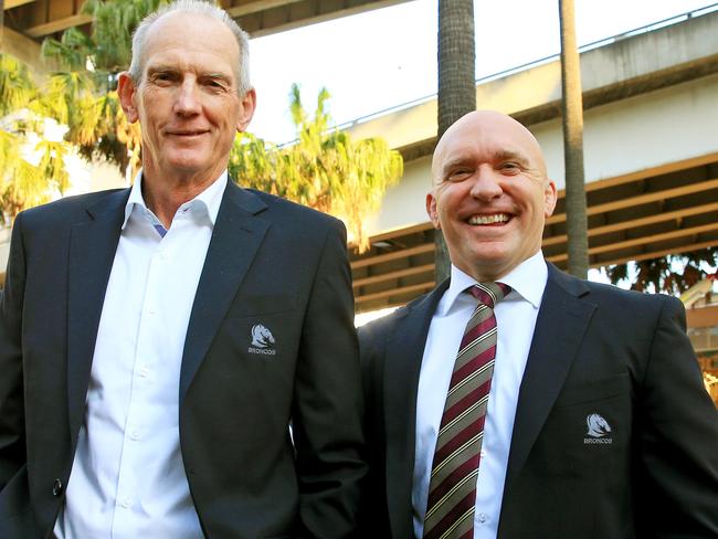 Brisbane Broncos Coach Wayne Bennett with CEO Paul White. pic mark evans