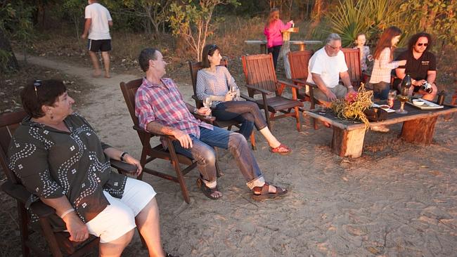 Sunset drinks at the campsite. Picture: Kari Gislason.