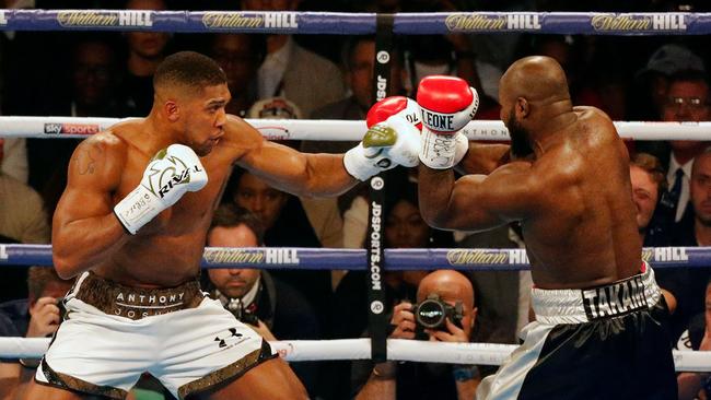 Anthony Joshua in action against Carlos Takam.