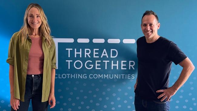 Thread Together founder Andie Halas and the charity's CEO Anthony Chesler have set up the Lismore Clothing Hub at the Lismore Showgrounds.