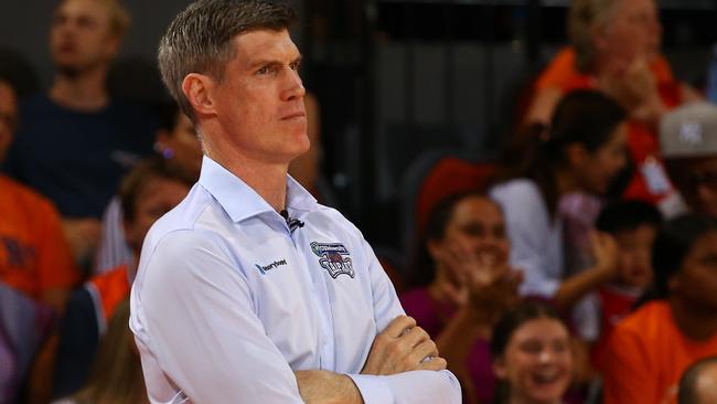 Taipans head coach Mike Kelly watches the National Basketball League (NBL) match between the Cairns Taipans and the Adelaide 36ers, held at the Cairns Convention Centre. PICTURE: BRENDAN RADKE.