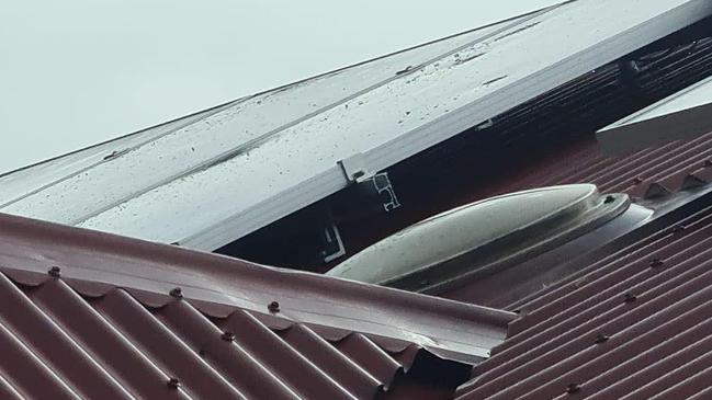 Hail damage in Springfield Lakes. Home owner Rob Taylor said 26 of his solar panels were damaged. Picture: Rob Taylor