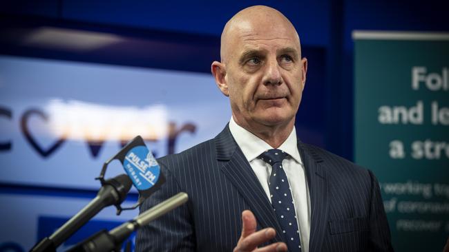 Premier Peter Gutwein speaks at a coronavirus press conference on Friday 21st August 2020. Picture: LUKE BOWDEN